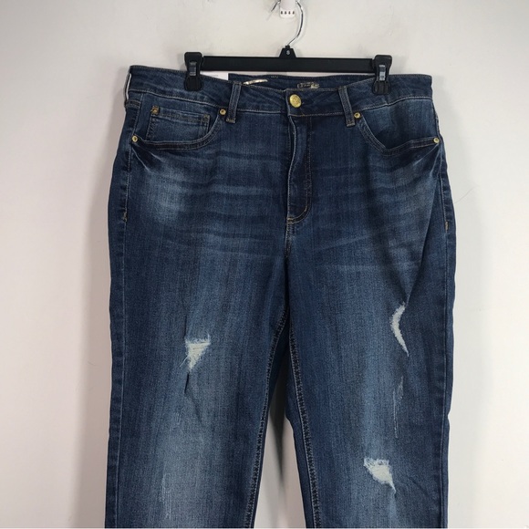 Seven7 Weekend Slim Fit Distressed Jean, Size 14 - Dark Blue Women's - Picture 4 of 9
